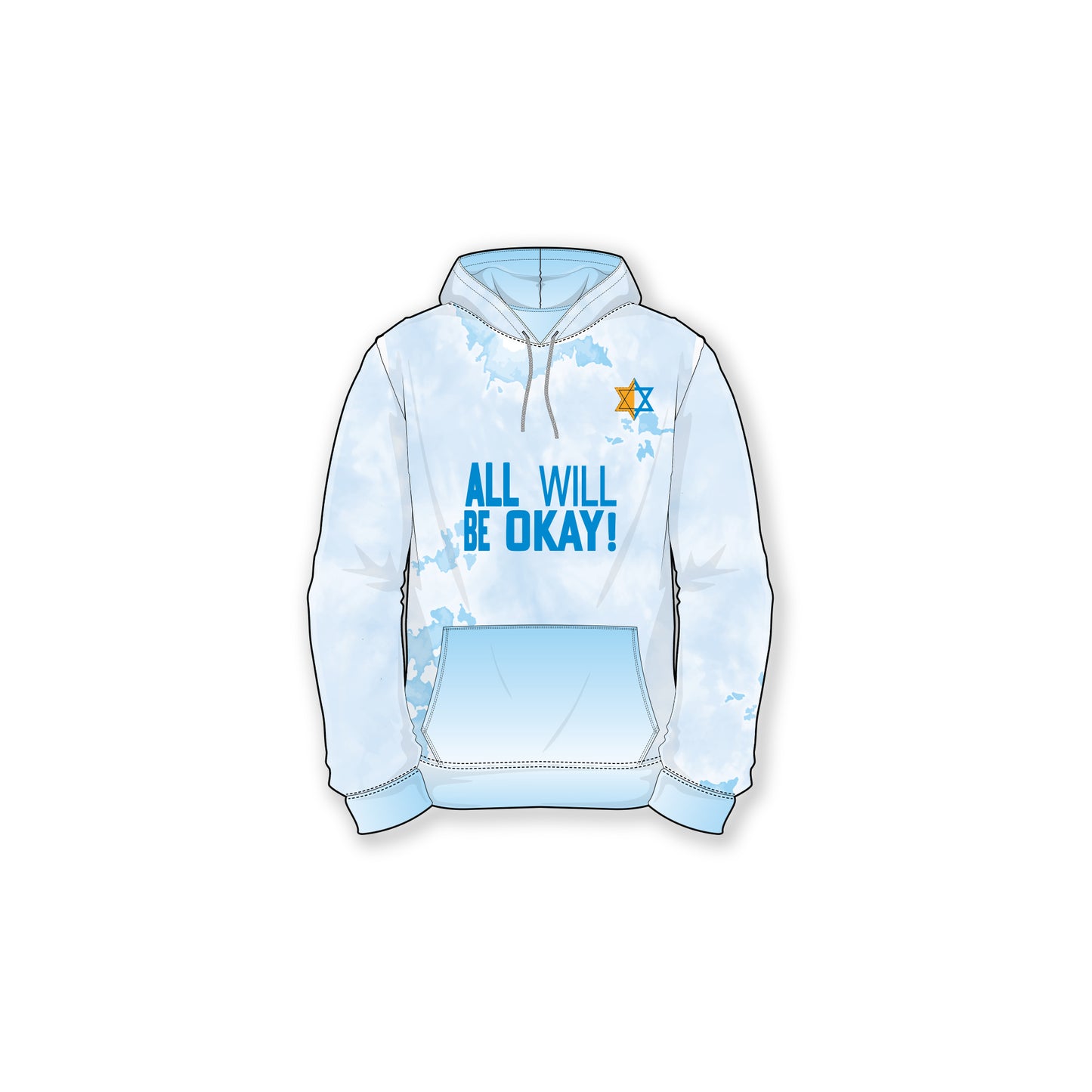 From the Depths All will be Okay Blue Tie Dye Hoodie