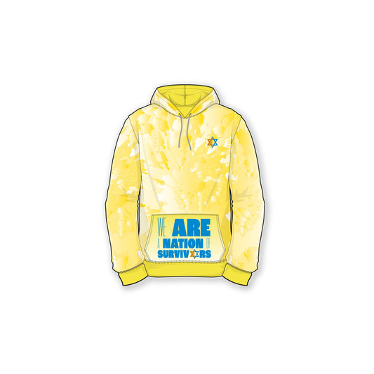 From the Depths We are a Nation of Survivors Yellow Tie Dye Hoodie