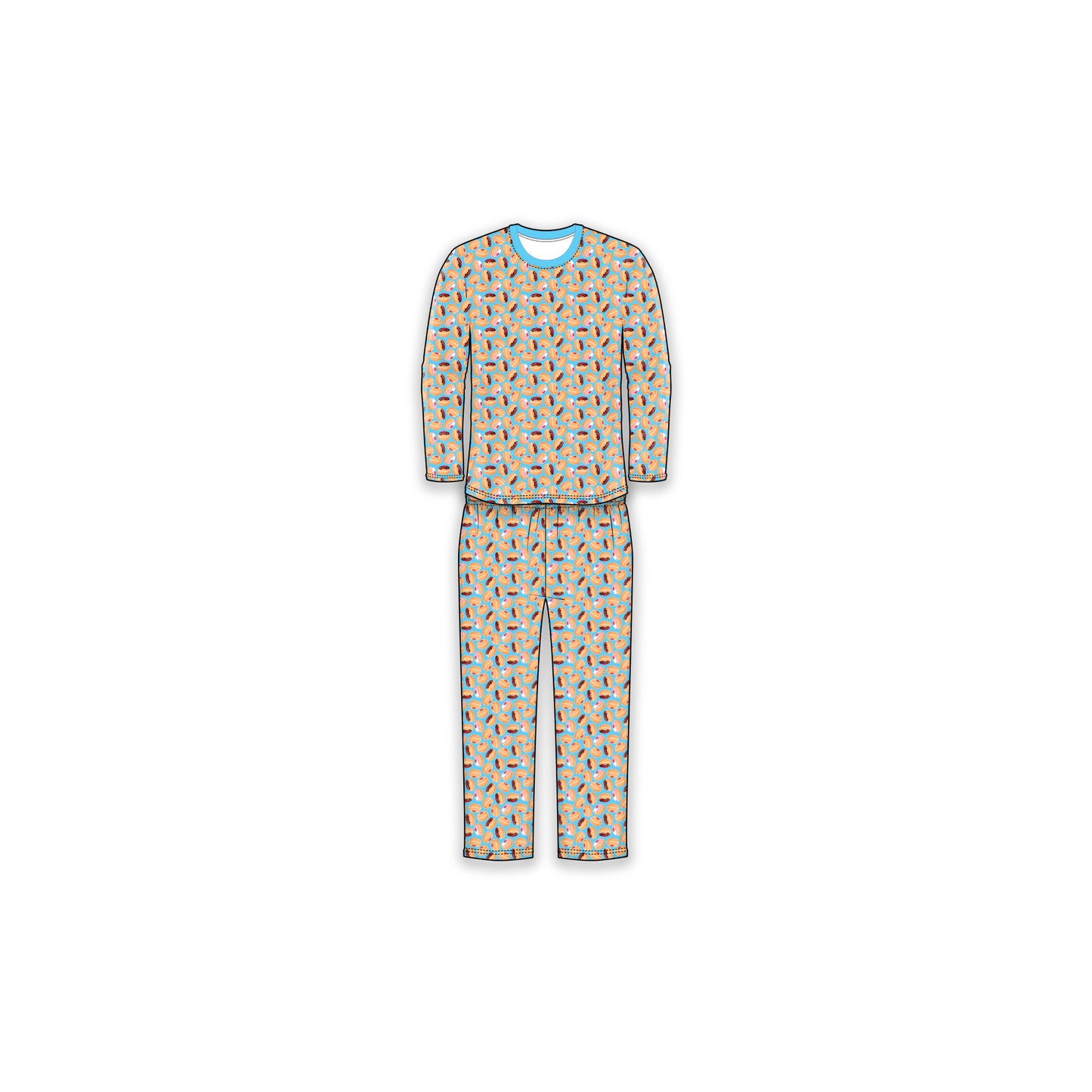 Hanukkah Sufganiyot PJs in Blue or Blue Gradient